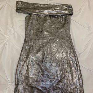 Silver bodycon one arm dress